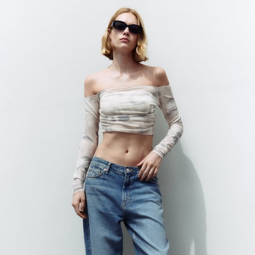 ZARA PRINTED TULLE TOP